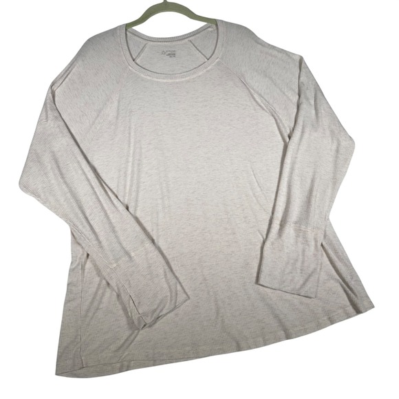 Offline by Aerie Tops - Offline by Aerie Womens XXL Cream Heathered Ribbed Raglan Long Sleeve T-Shirt